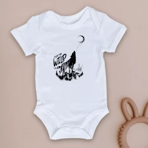 Body bébé blanc, bleu ou rose – coton bio – Loup