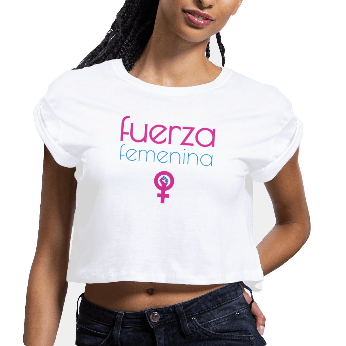 Crop top bio femme Fuerza femenina féministe