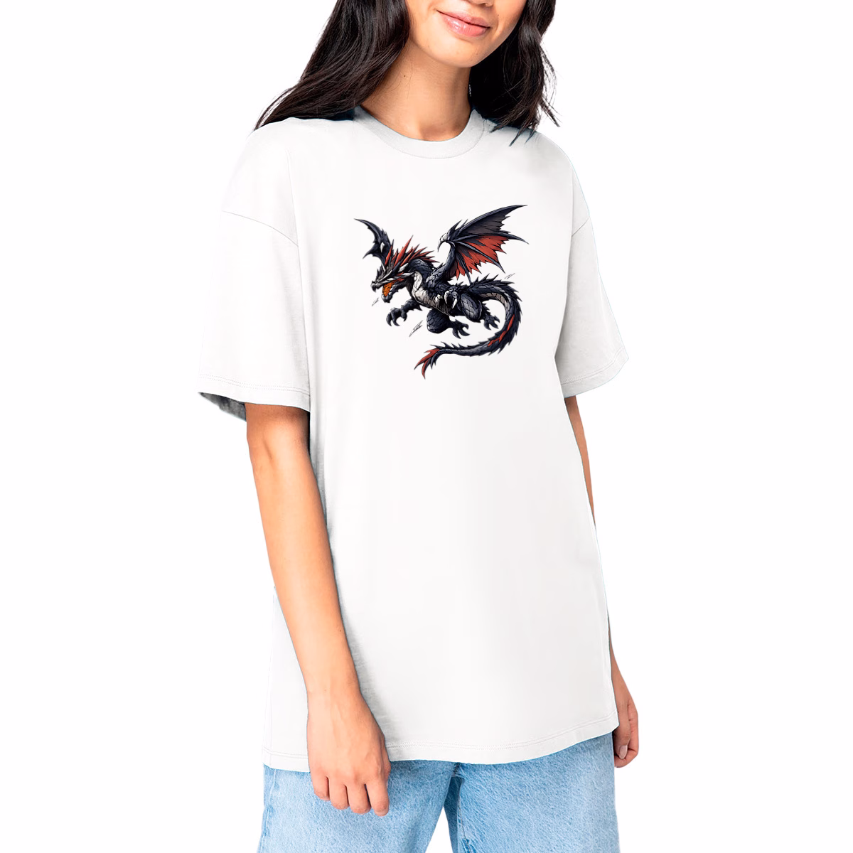 T-shirt dragon unisexe oversized en coton bio éthique