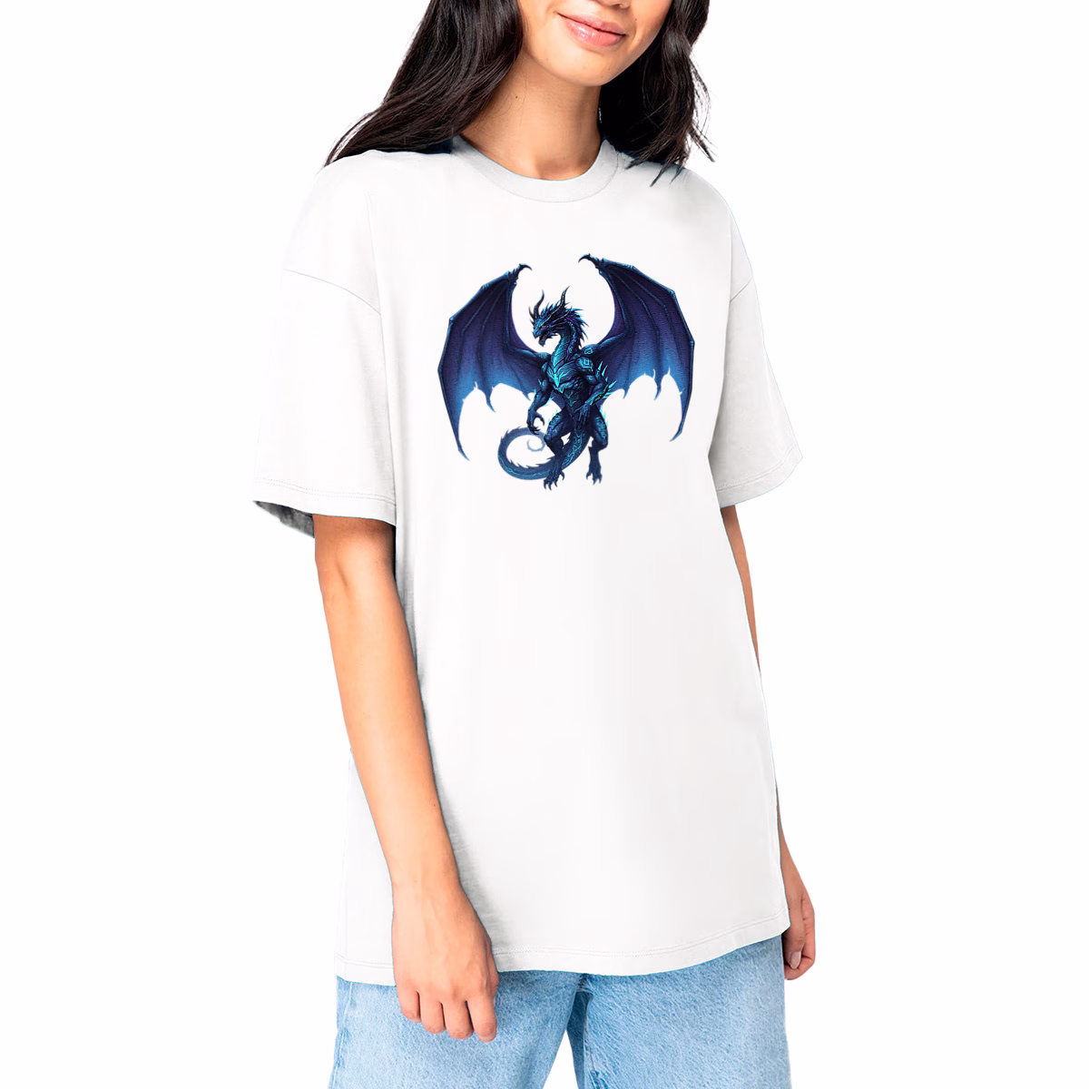 T-shirt dragon unisexe oversized L’Étincelle Chromatique coton bio