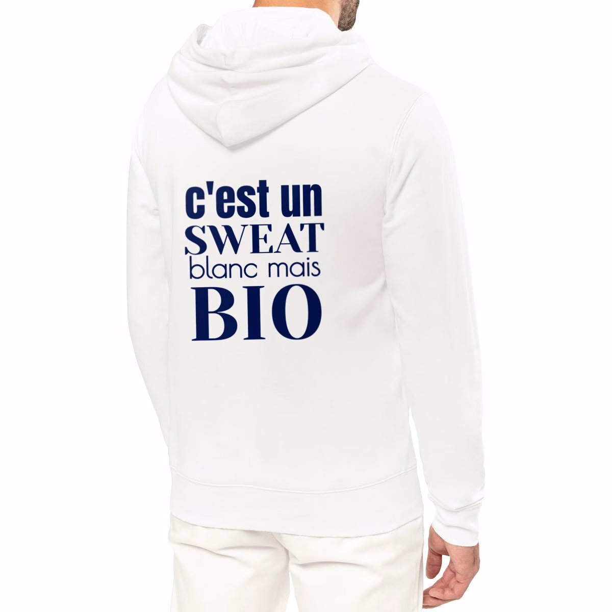 Sweat à capuche blanc bio éthique unisexe