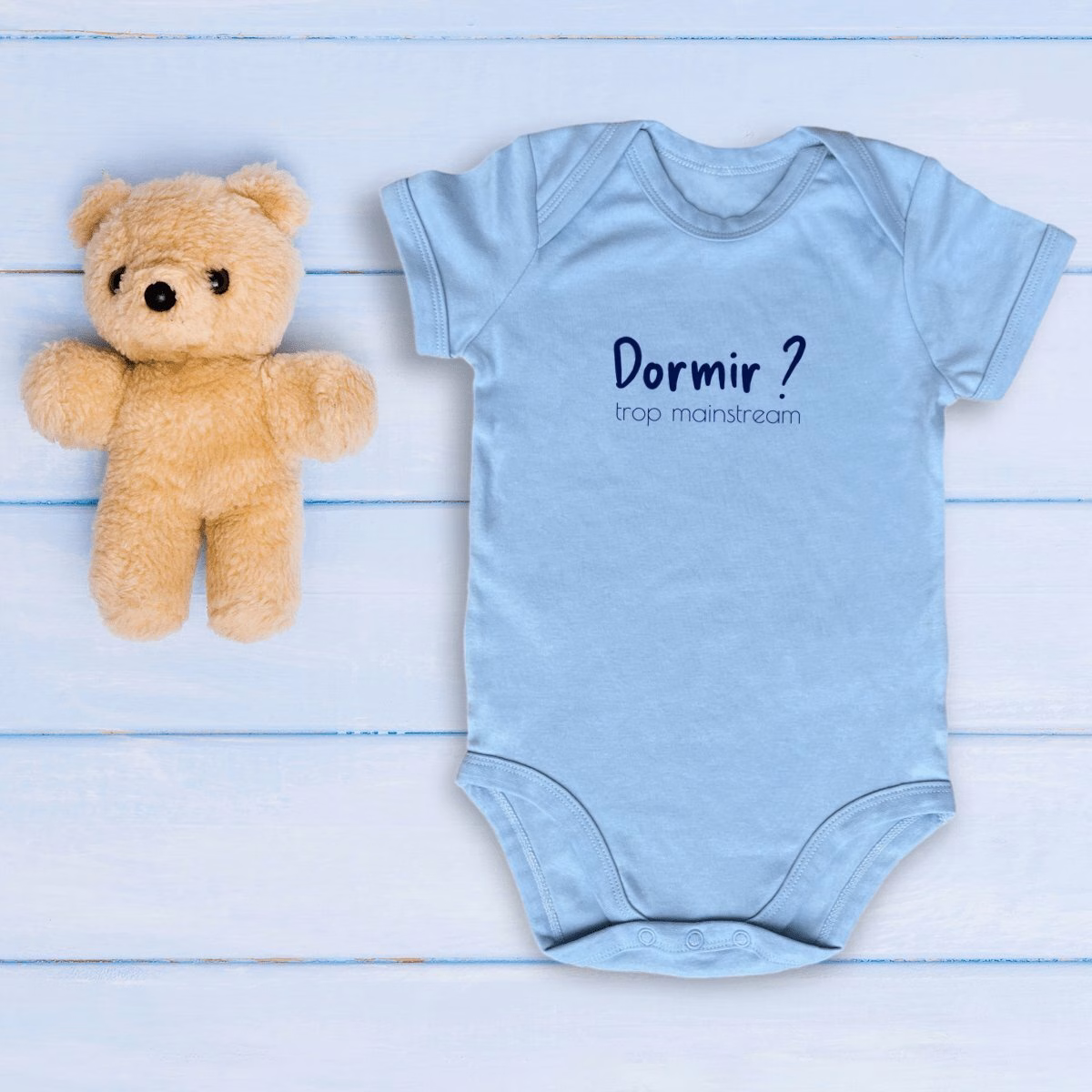 Body bébé humour Dormir trop mainstream en coton bio GOTS