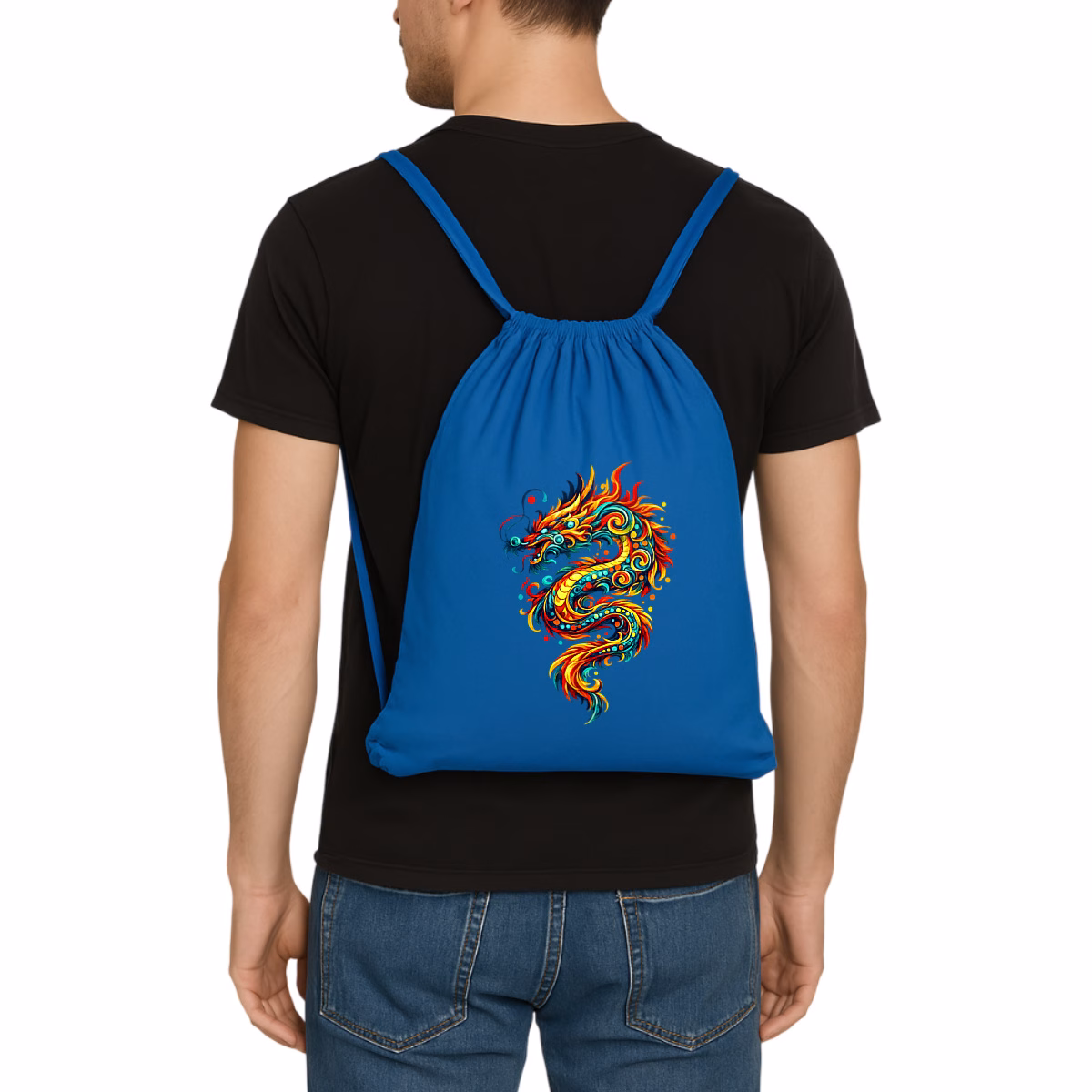 Sac à dos dragon à cordelettes recyclé écoresponsable