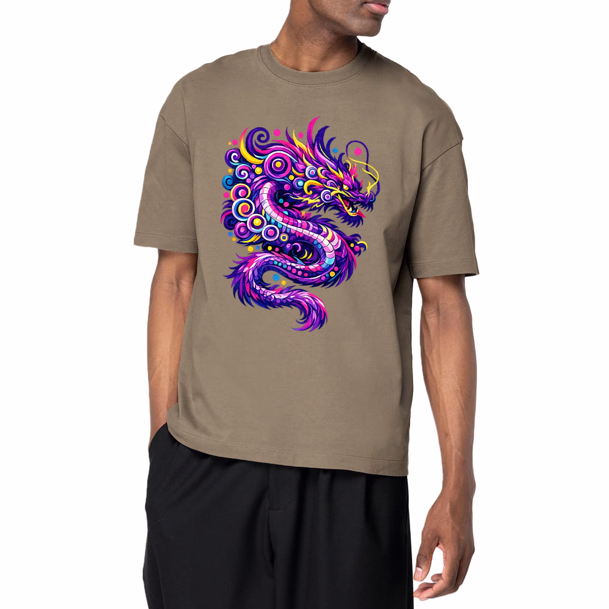 T-shirt Dragon électrique unisexe oversized coton bio écoresponsable