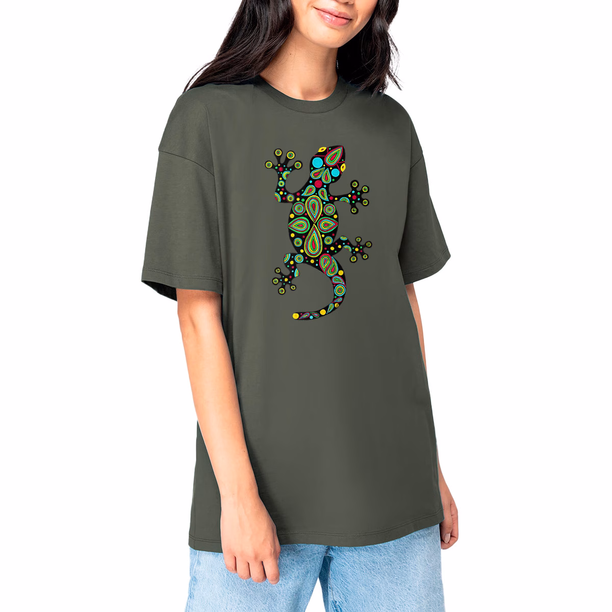 T-shirt Gecko Psychédélique coton bio oversize