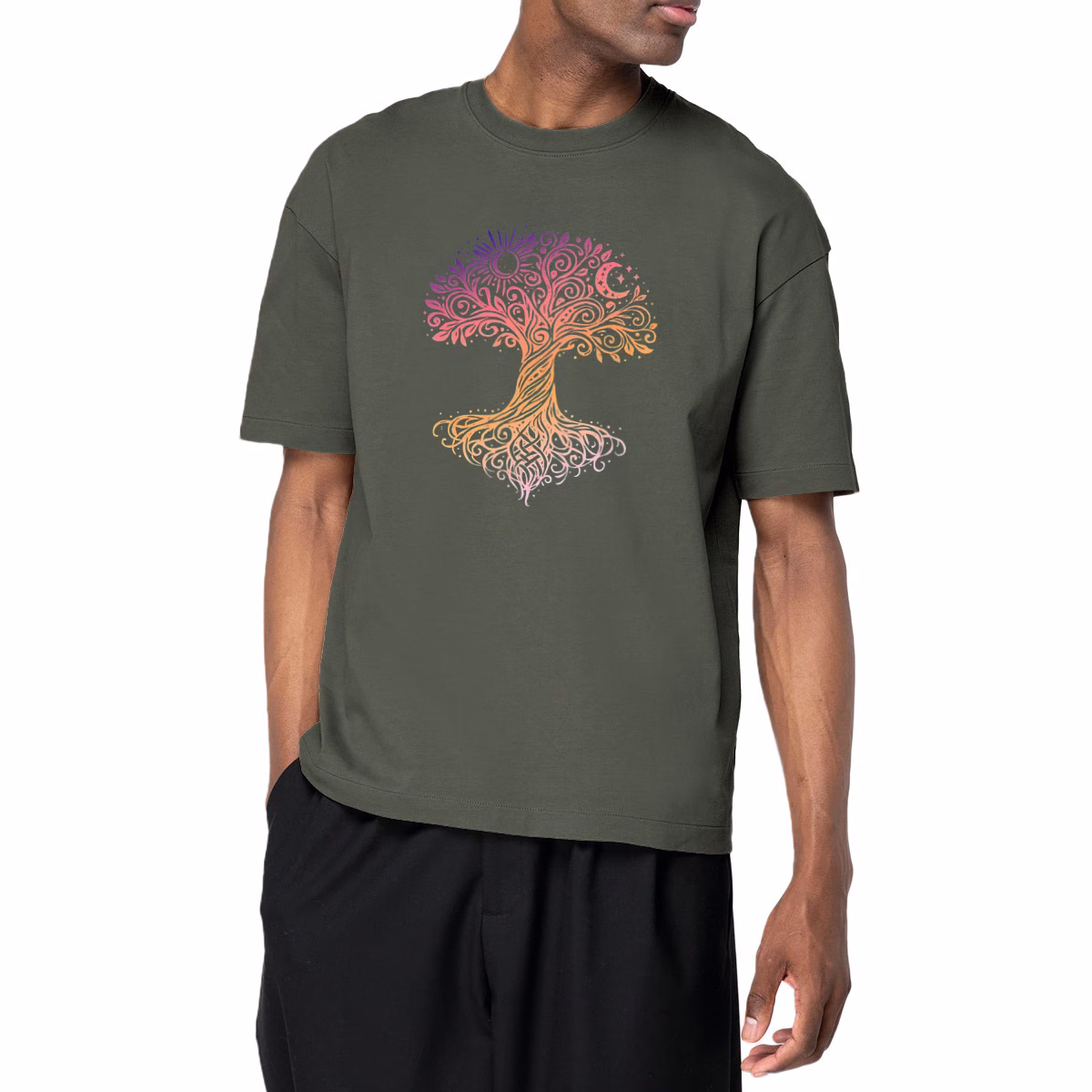 T-shirt Arbre de vie unisexe oversized en coton bio