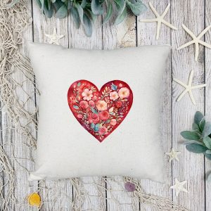 Coussin 40×40 commerce équitable cÅ“ur fleuri