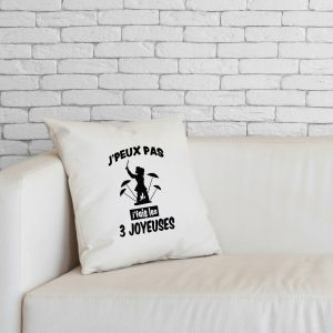 Coussin et sa housse – Toile de coton 305 g/m²- J’peux pas j’fais les 3 joyeuses