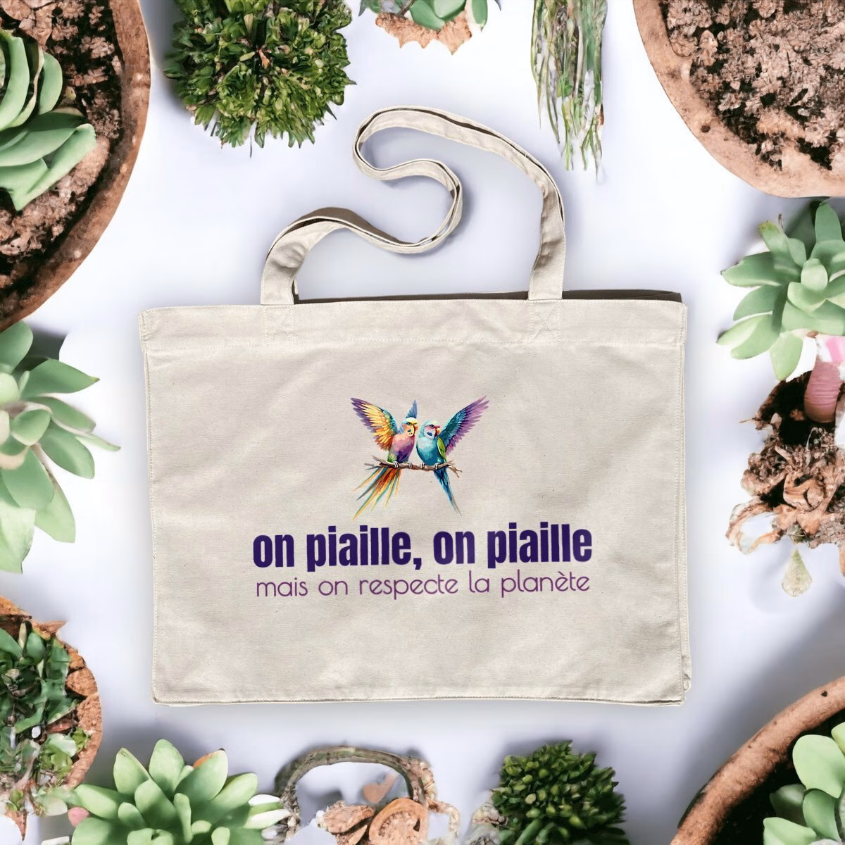 Shopping bag recyclé 2 perruches écoresponsable