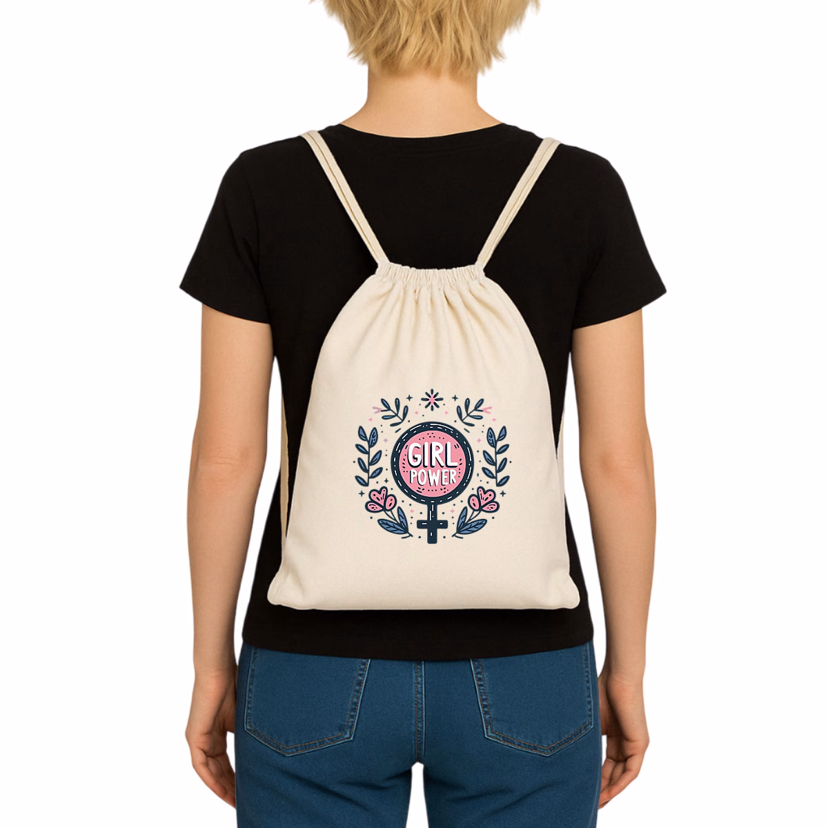 Sac à dos cordelettes recyclé Girl Power éthique