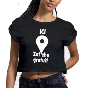 Crop Top Femme – 100% coton Bio 120g/m² – Ici zot’che gratuit