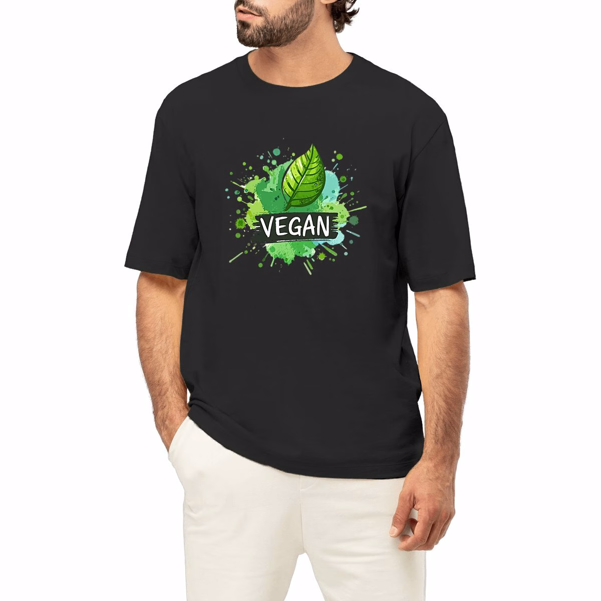 T-shirt Homme Oversized Végan Noir ou Blanc