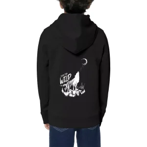Sweat à capuche Enfant premium – coton bio et polyester recyclé – Loup