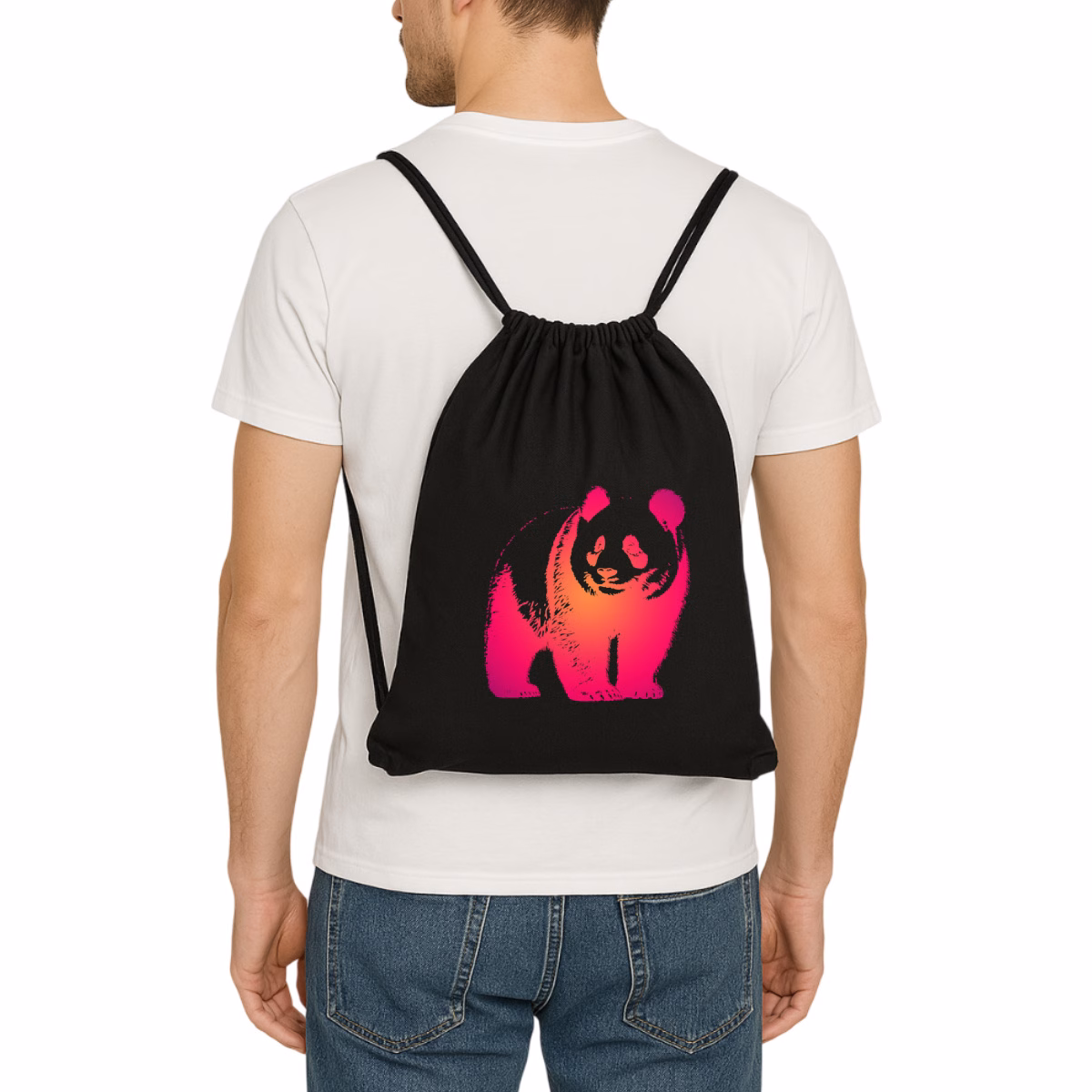 Sac à dos panda à cordelettes recyclé éthique