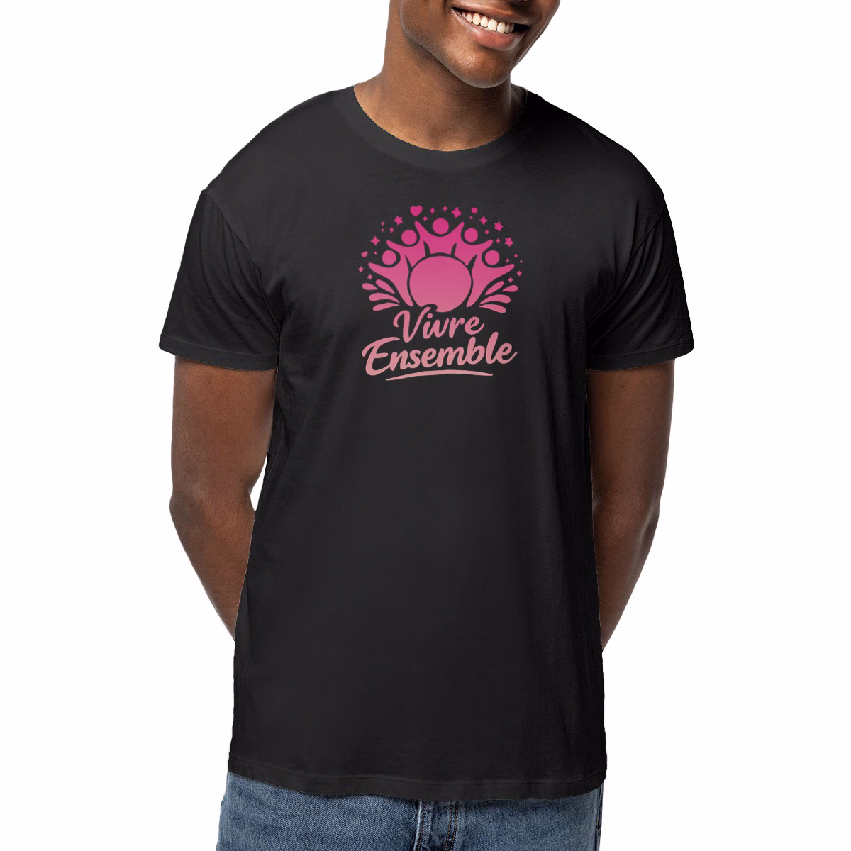 T-shirt unisexe léger Vivre ensemble en coton bio écoresponsable
