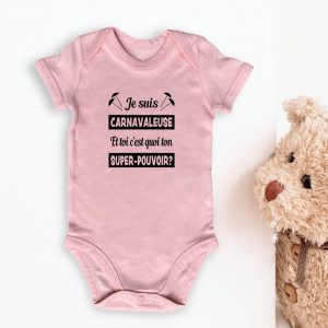 Body Bébé – 100% Coton Bio 200g/m² – Je suis carnavaleuse et toi c’est quoi ton super-pouvoir?