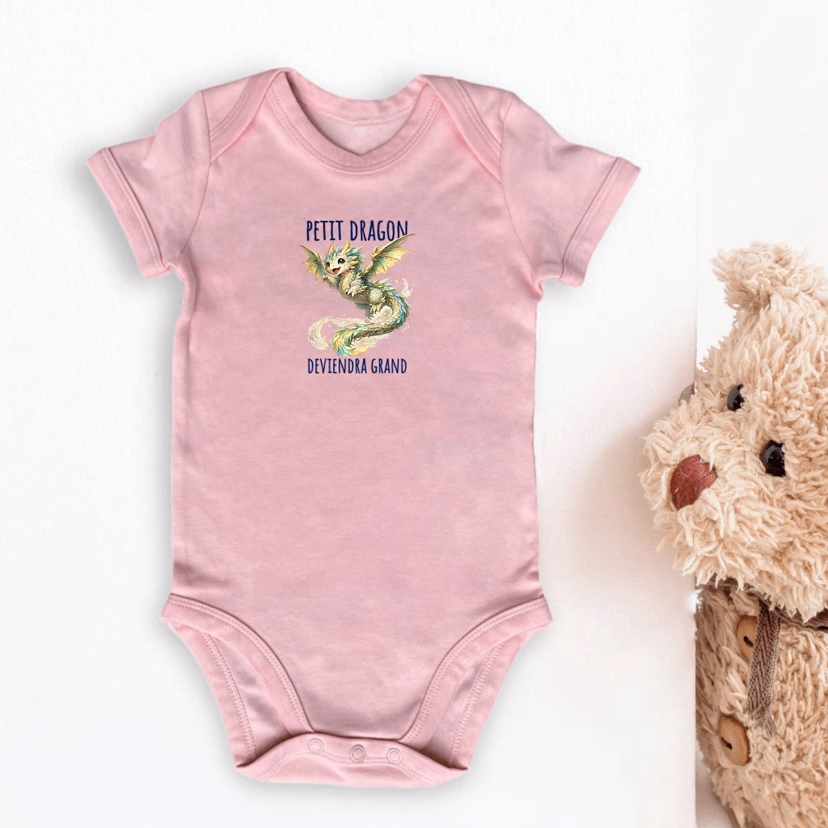 Body bébé dragon bio GOTS – coton organique tout doux