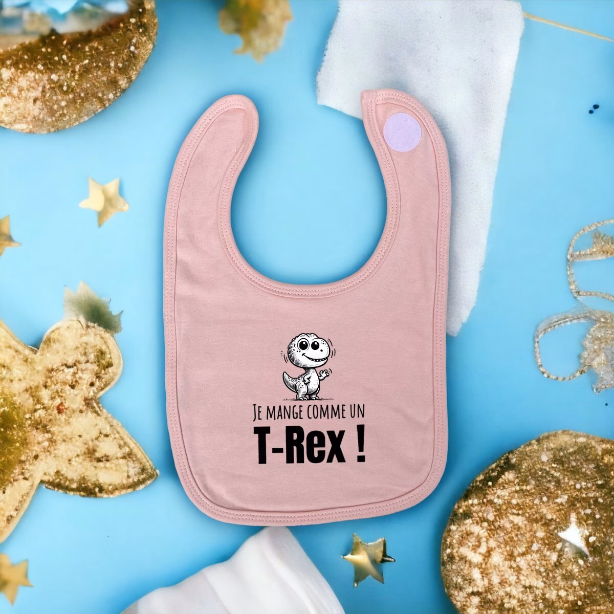 Bavoir bébé coton bio T-Rex durable